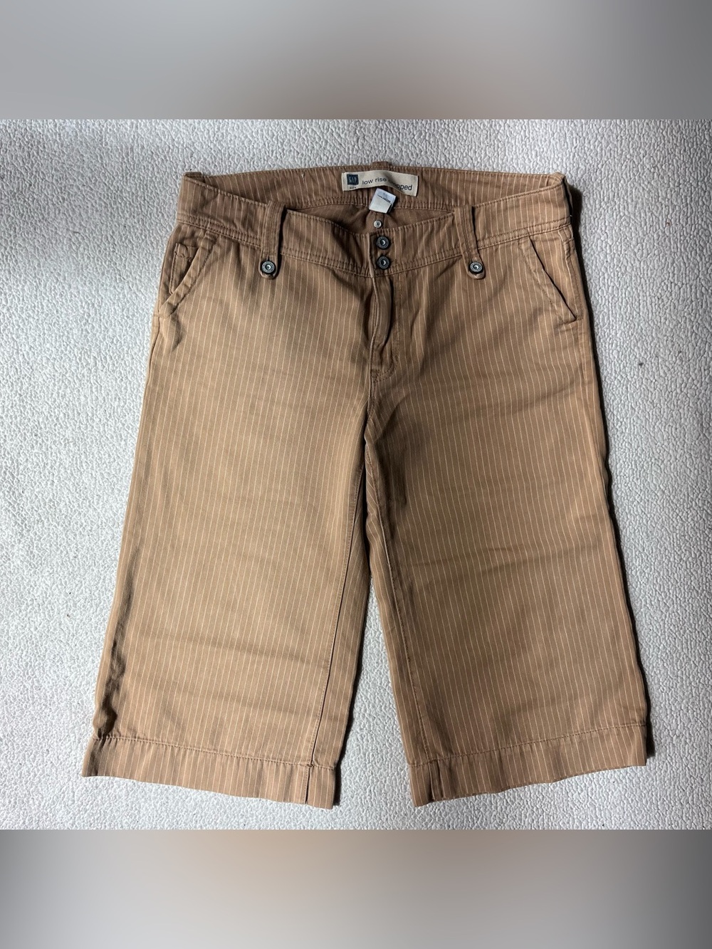 Y2K GAP Tan Striped Low Rise Cropped Pants Capri Womens 10